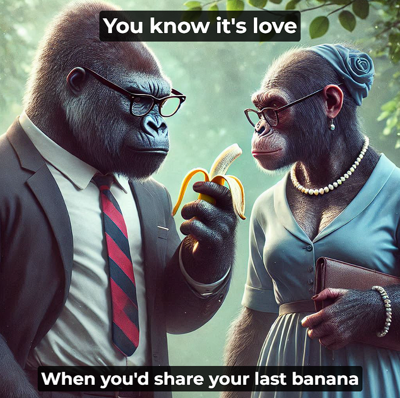 You know it's love when you'd share your last banana.